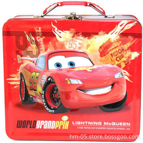 Red Lunch Tin Box with 4C + Coating Print, Various Colors and Sizes Available